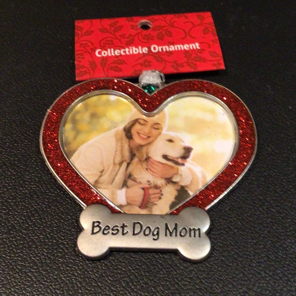 GANZ Red Glitter Heart Dog Mom Ornament